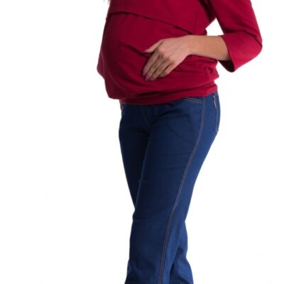 Be MaaMaa Tehotenské nohavice letné bez brušného pásu - tmavý jeans