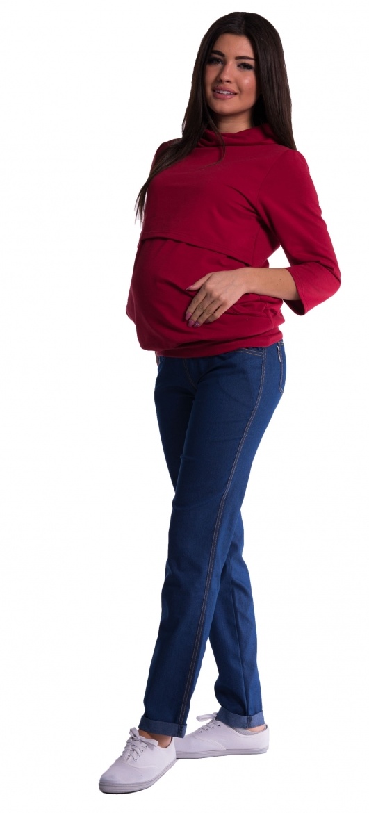 Be MaaMaa Tehotenské nohavice letné bez brušného pásu - tmavý jeans