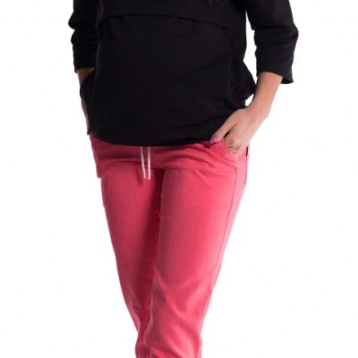 Be MaaMaa Tehotenské nohavice s mini tehotenským pásom - ružové