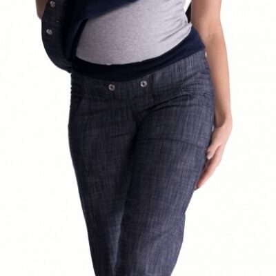 Be MaaMaa Tehotenské nohavice s trakmi - granátový melírek