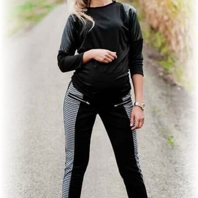 Be MaaMaa Tehotenské nohavice XENIA - sivé / grafit, vel. L