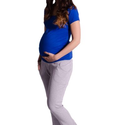 Be MaaMaa Tehotenské rúrkové tepláky - sivý melírek