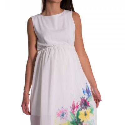 Be MaaMaa Tehotenské šaty bez rukávov s potlačou kvetín - ecru, vel´. XXL