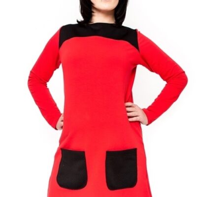 Be MaaMaa Tehotenské šaty / tunika Lizzy dl. rukáv - čierna / červená