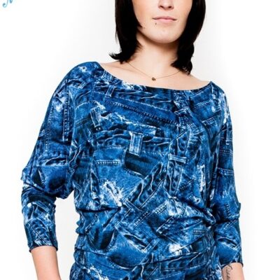 Be MaaMaa Tehotenské štýlové tričko, blúzka s JEANS vzorom,  vel. L/XL