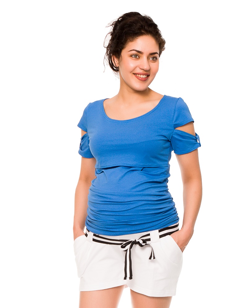 Be MaaMaa Tehotenské teplákové kraťasy Monika - biele