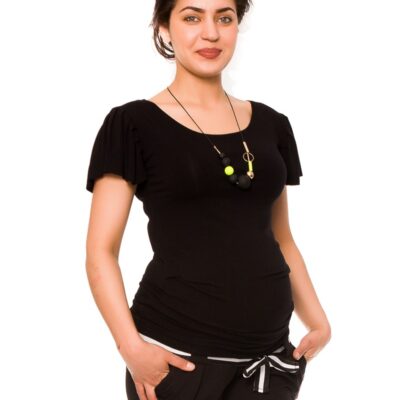 Be MaaMaa Tehotenské teplákové kraťasy Monika - čierne, vel´. L