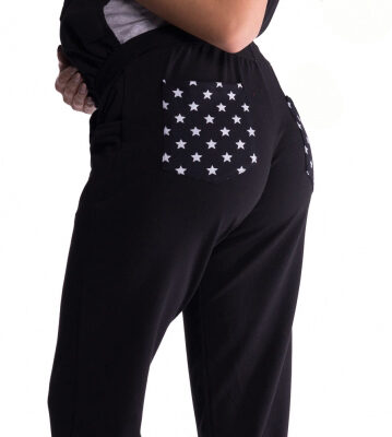 Be MaaMaa Tehotenské teplákové nohavice s trakmi - bordó