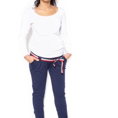 Be MaaMaa Tehotenské tepláky, nohavice MOMY - tm. modré - M