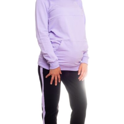 Be MaaMaa Tehotenské tepláky s lampasy - černé, veľ. L