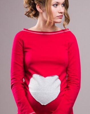 Be MaaMaa Tehotenské tričko / blúzka SRDCE dl. rukáv - červené