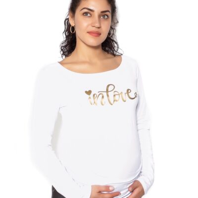 Be MaaMaa Tehotenské  tričko dlhý rukáv In Love - biele - L
