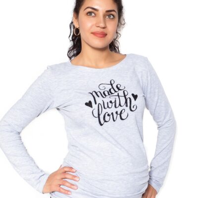Be MaaMaa Tehotenské  tričko dlhý rukáv In Love - sivá - L