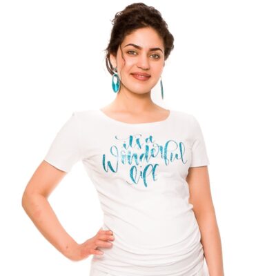 Be MaaMaa Tehotenské tričko Wonderful Life - biele