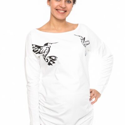 Be MaaMaa Tehotenské triko, mikina Kalibri - biele, veľ. L