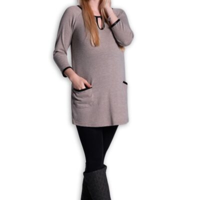 Be MaaMaa Tunika, šaty 3/4 rukáv - béžová