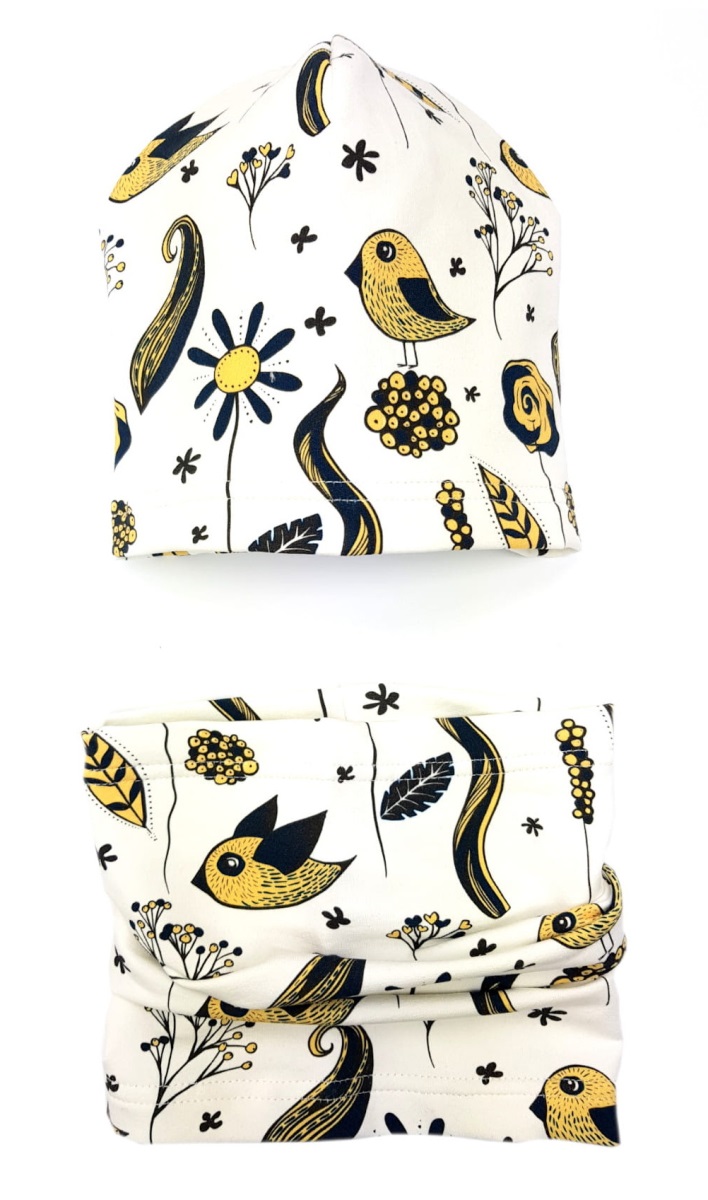 BEXA Jarná čiapka + komín, Bird, granát, veľ. 98