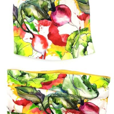 BEXA Jarná dvvojvrstvá čiapka + komín, Vegetables, viacfarebná, veľ. 98