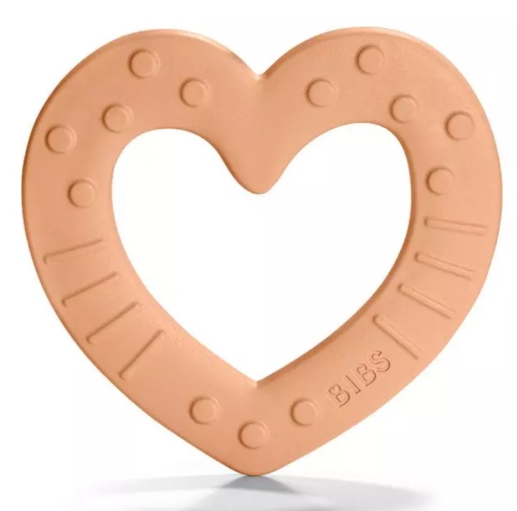 BIBS: Silikónové hryzátko Srdiečko (marhuľové)