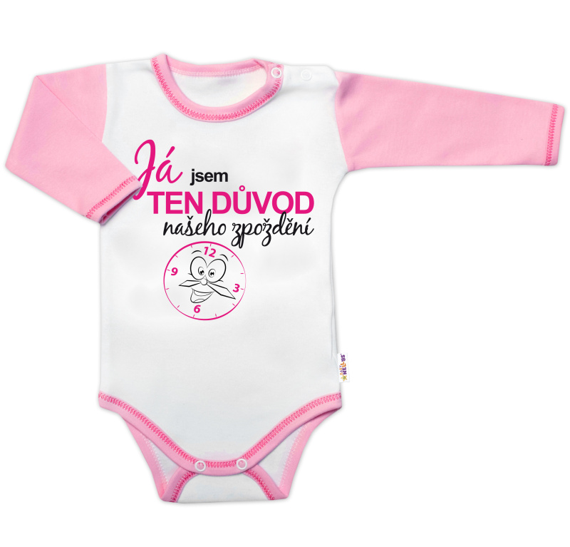 Body dl.rukáv s vtip. textom Baby Nellys, Já jsem TEN DŮVOD našeho zpoždění,vel. 80, holka