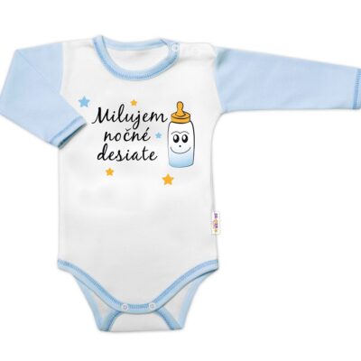 Body dl.rukáv s vtip. textom Baby Nellys, Milujem nočné desiate, veľ. 80, chalan