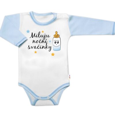 Body dl.rukáv s vtip. textom Baby Nellys, Miluju noční svačinky, vel. 80, chalan