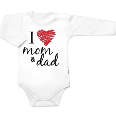Body dlhý rukáv Baby Nellys, I love mom & dad, veľ. 74, unisex