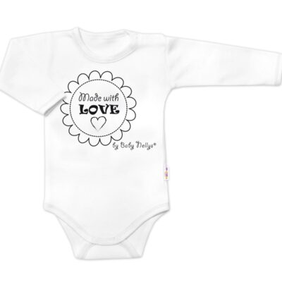 Body dlhý rukáv Baby Nellys, Made with love, biele, veľ. 68