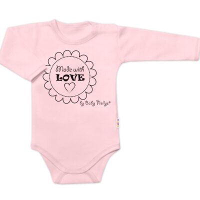 Body dlhý rukáv Baby Nellys, Made with love, ružové, veľ. 68