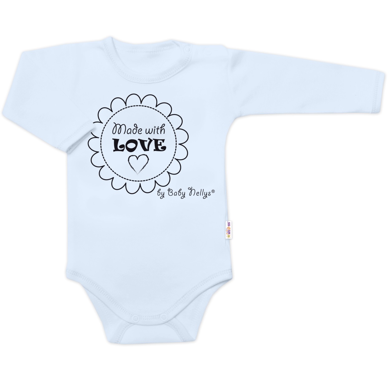 Body dlhý rukáv Baby Nellys, Made with love, svetlo modré, veľ. 62