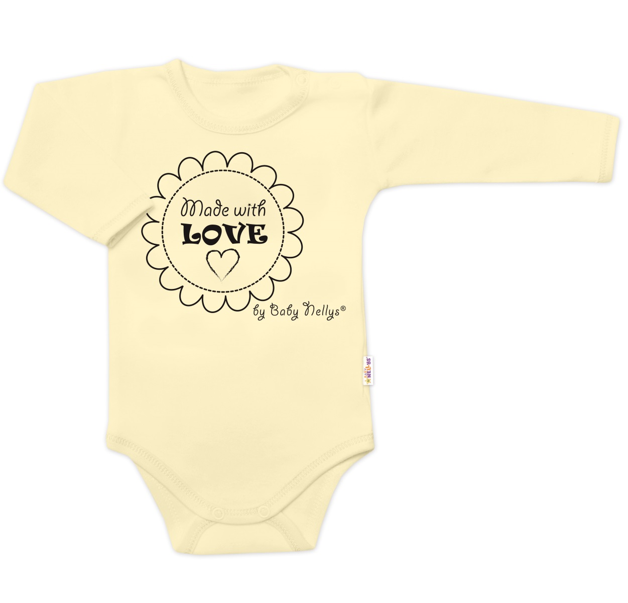 Body dlhý rukáv Baby Nellys, Made with love, žlté, veľ. 74