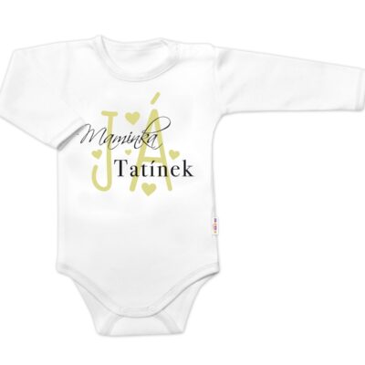 Body dlhý rukáv, Maminka, Tatínek JÁ, Baby Nellys, biele, veľ. 74