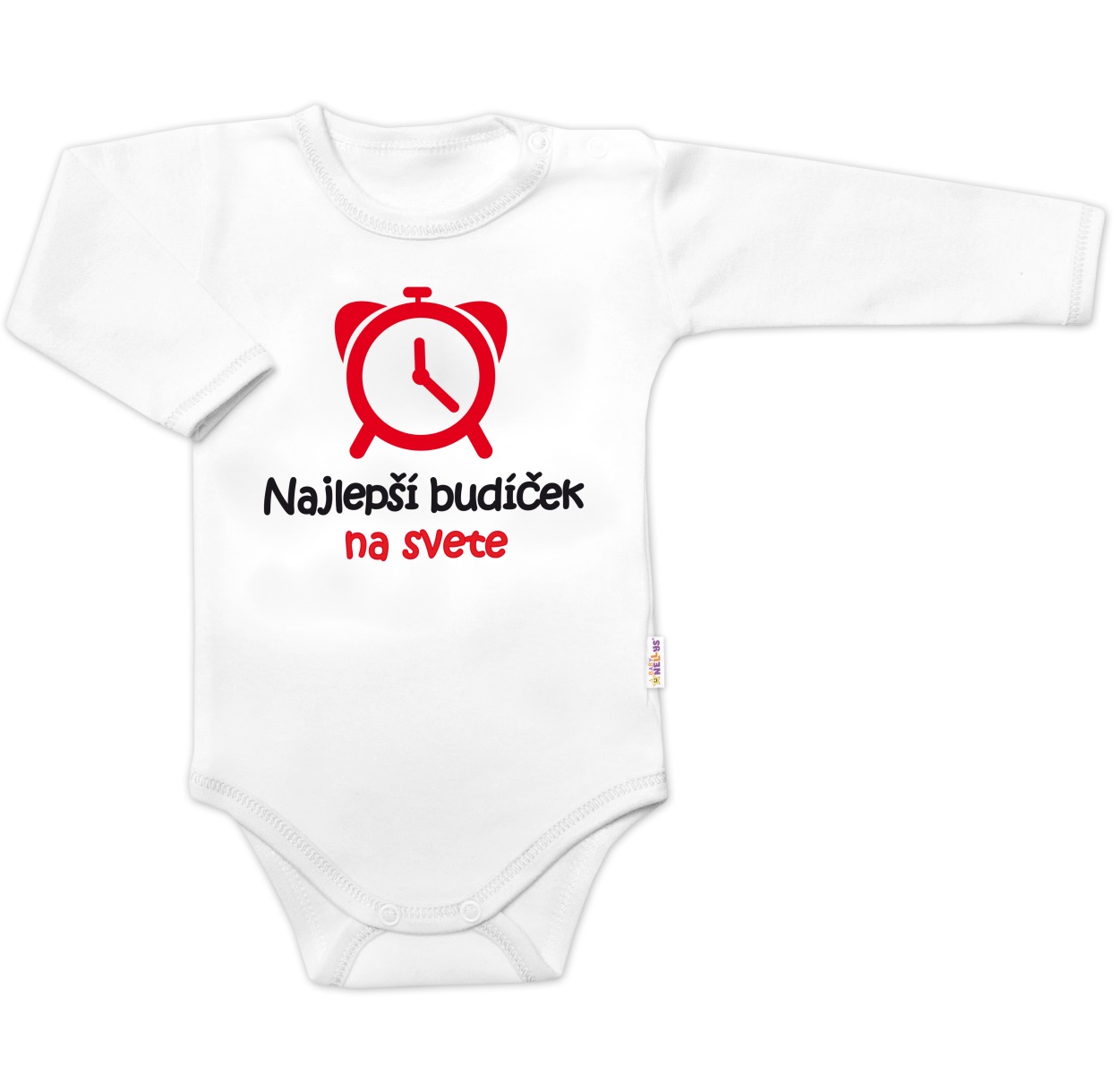 Body dlhý rukáv Najlepší budíček na svete, Baby Nellys, biele, veľ. 68