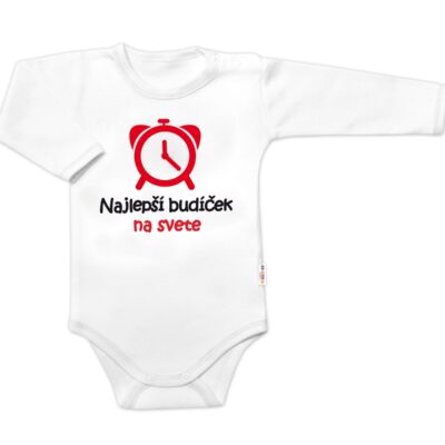 Body dlhý rukáv Najlepší budíček na svete, Baby Nellys, biele, veľ. 86