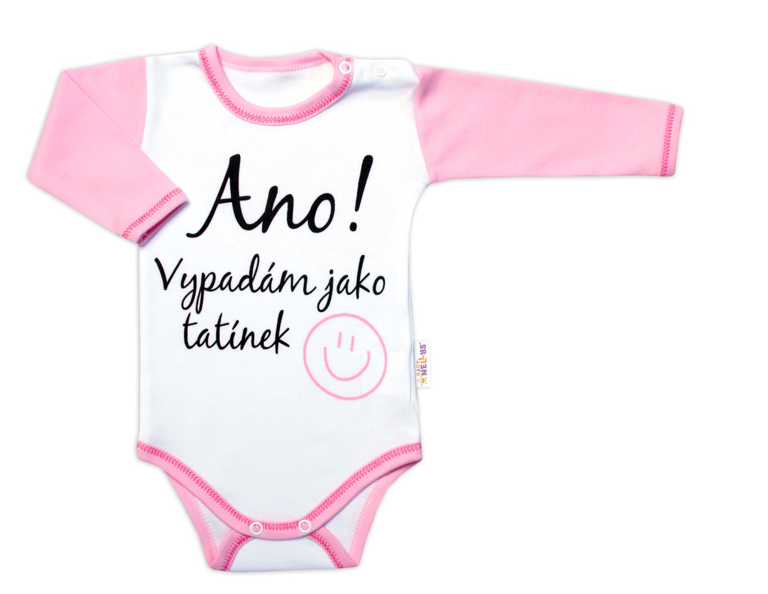 Body dlhý rukáv s vtipným textom Baby Nellys, Ano! Vypadám jako tatínek, holka