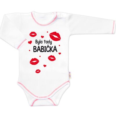 Body dlhý rukáv s vtipným textom Baby Nellys, Byla tady babička