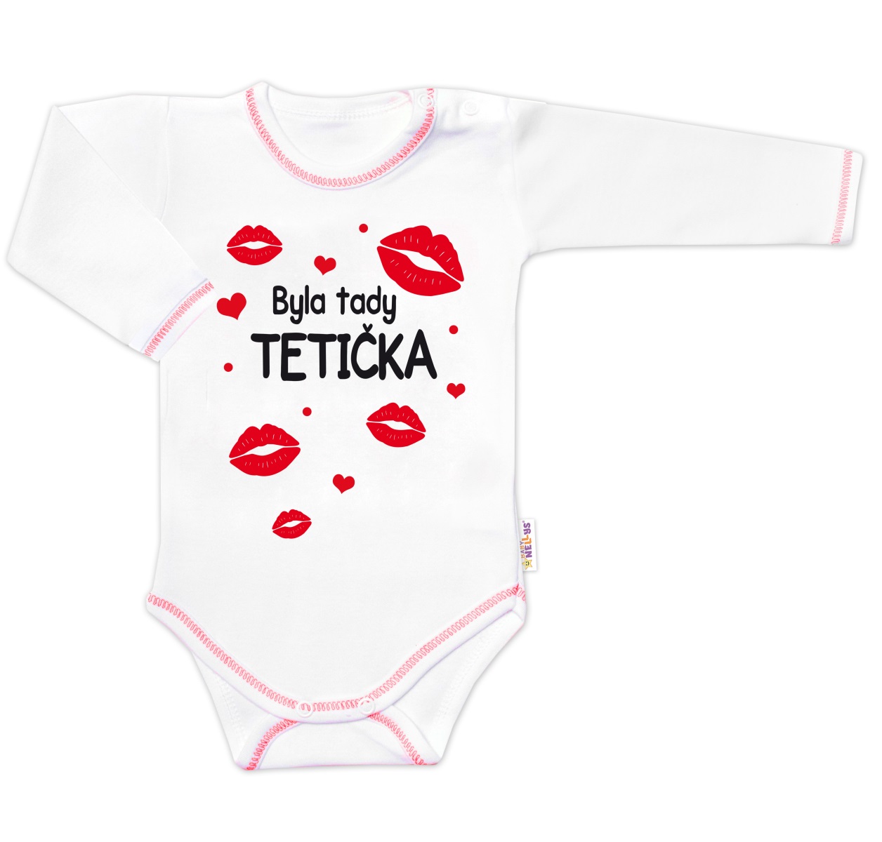 Body dlhý rukáv s vtipným textom Baby Nellys, Byla tady tetička, veľ. 74