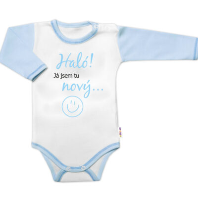 Body dlhý rukáv s vtipným textom Baby Nellys, Haló! Ja jsem tu nový, veľ. 68, chalan