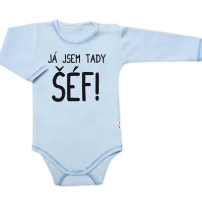 Body dlhý rukáv s vtipným textom Baby Nellys, Já jsem tady ŠÉF!, veľ. 80