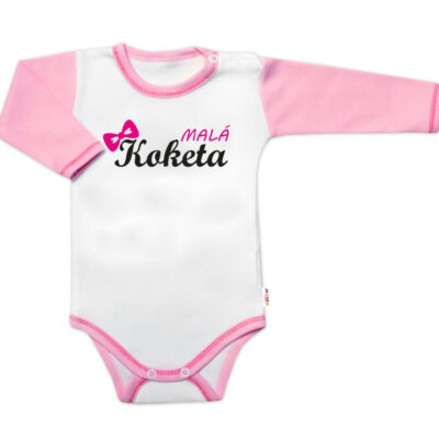 Body dlhý rukáv s vtipným textom Baby Nellys, Malá Koketa, holka, veľ. 80