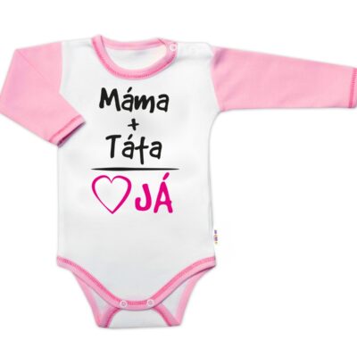 Body dlhý rukáv s vtipným textom Baby Nellys, Máma+Táta, veľ. 80, holka