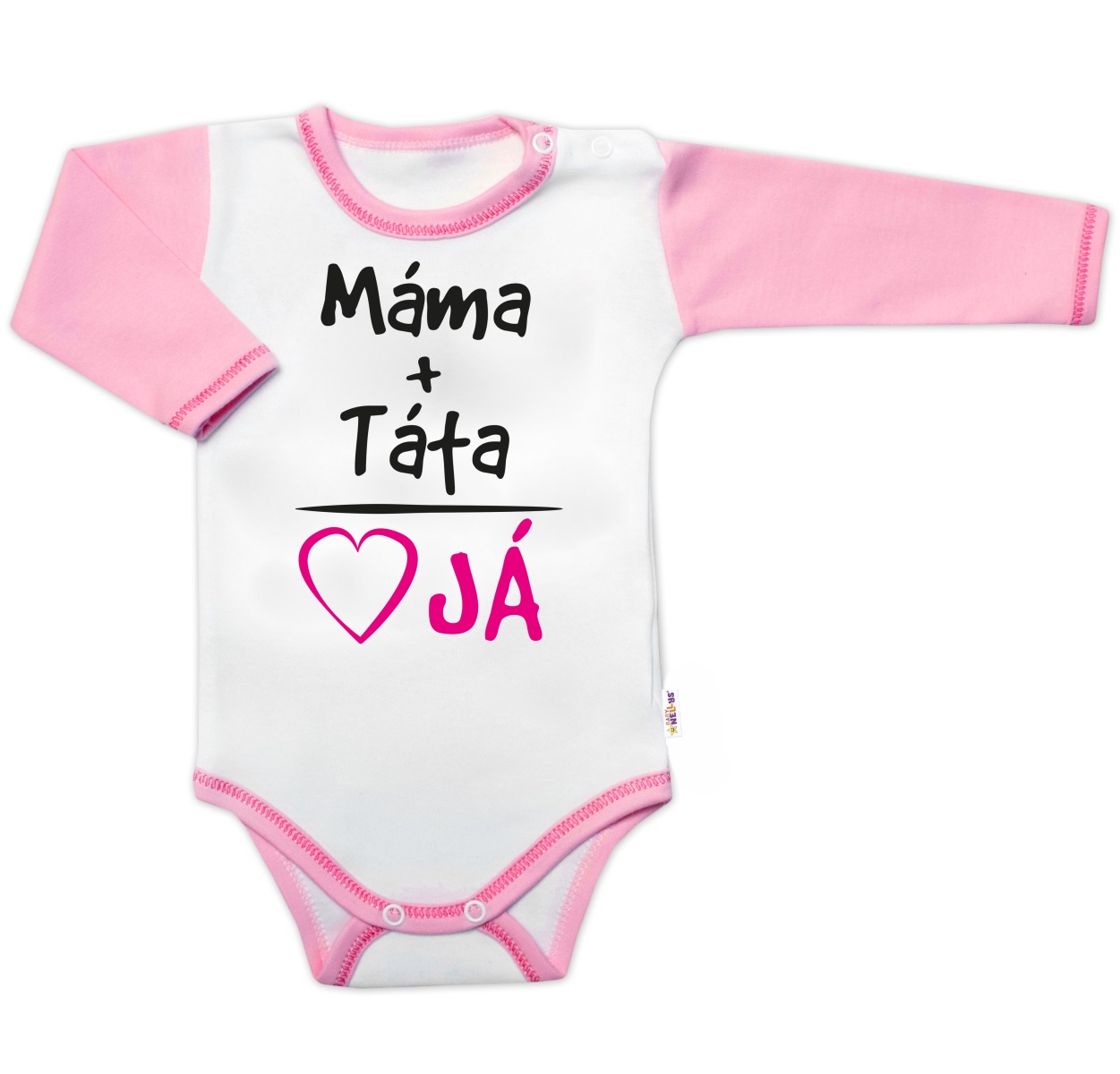 Body dlhý rukáv s vtipným textom Baby Nellys, Máma+Táta, veľ. 80, holka