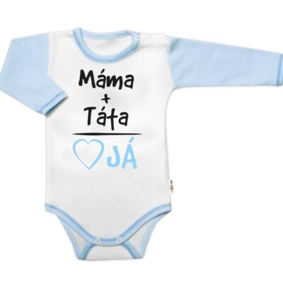 Body dlhý rukáv s vtipným textom Baby Nellys, Máma+Táta, veľ. 86, chalan