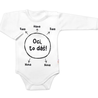 Body dlhý rukáv s vtipným textom Baby Nellys, Oci, to dáš! - biele, veľ. 68