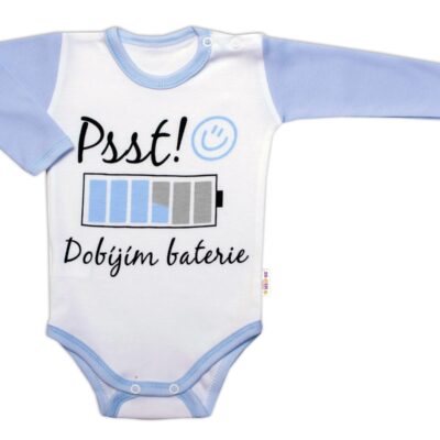 Body dlhý rukáv s vtipným textom Baby Nellys, Psst! Dobíjím baterie, kluk, veľ. 62