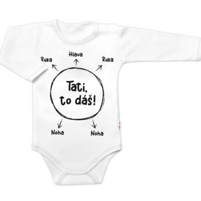 Body dlhý rukáv s vtipným textom Baby Nellys, Tati, to dáš! - biele, veľ. 86