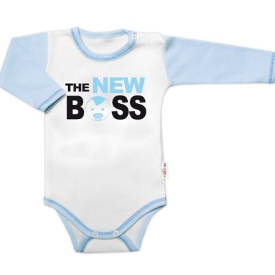 Body dlhý rukáv s vtipným textom Baby Nellys, The New Boss, veľ. 68, chalan