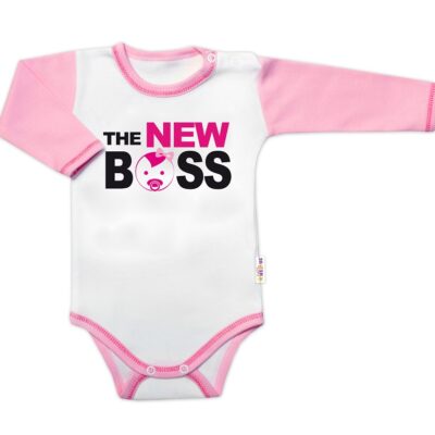 Body dlhý rukáv s vtipným textom Baby Nellys, The New Boss, veľ. 74, holka
