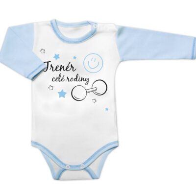 Body dlhý rukáv s vtipným textom Baby Nellys, Trenér celé rodiny, veľ. 80