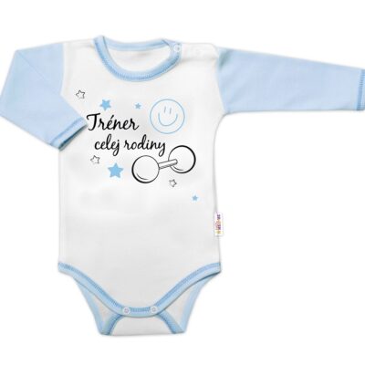 Body dlhý rukáv s vtipným textom Baby Nellys, Trenér celej rodiny